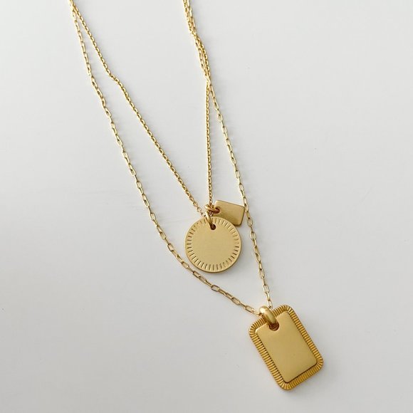 Madewell Etched Coin Necklace Set (Vintage Gold)